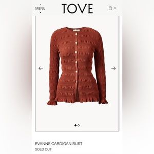 TOVE Evanne Cardigan in Rust. Size XS. BNWT